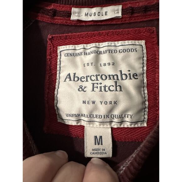 Abercrombie & Fitch Mens Muscle Shirt Sz M Soft Long Sleeve Sweatshirt Maroon - Picture 8 of 10
